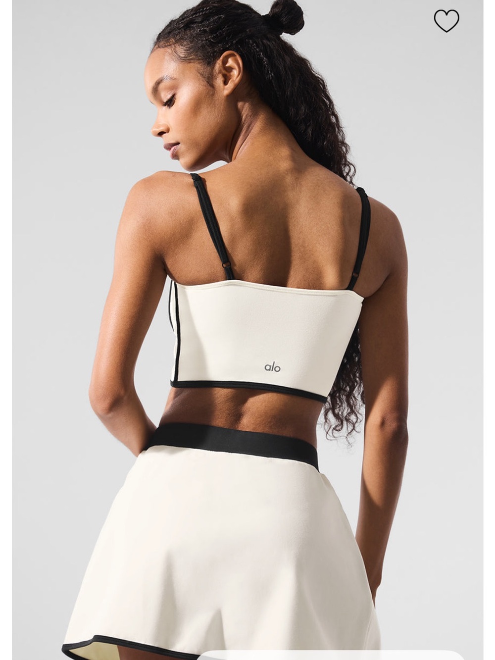 Alo Yoga Airbrush Streamlined Bra Tank in ivory and black size large - Picture 2 of 6